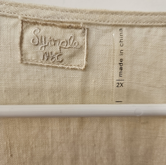 NWT - Symple Linen Oatmeal Color India Influence Tunic Top - Size 2X - Picture 6 of 8